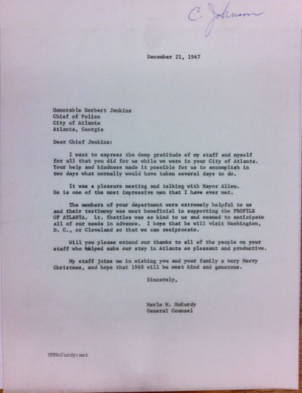 First page of Letter from Merle McCurdy to Herbert Jenkins (December 21)