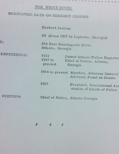 Biographical data on Herbert Jenkins