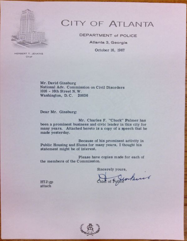 First page of Letter from Herbert Jenkins to David Ginsburg (October 16)