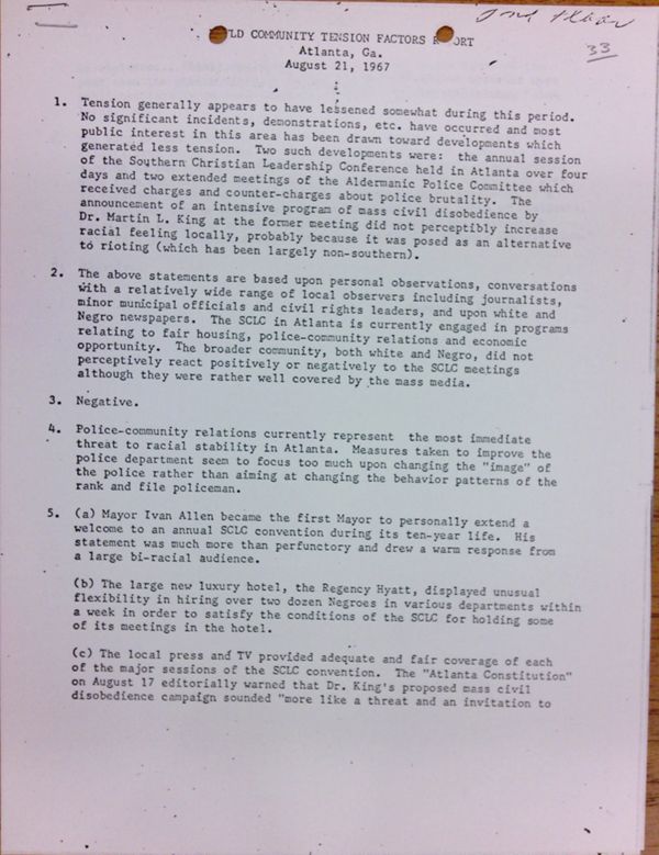 First page of Field Community Tension Factors Report (August 21)