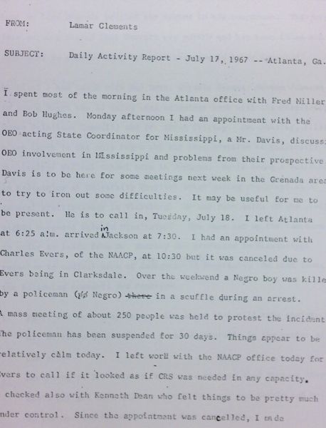 Daily report memo from Lamar Clements to Jerome Heilbron (July 17) - with handwritten edits