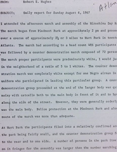 Daily report memo from Robert Hughes to Jerome Heilbron (August 6)