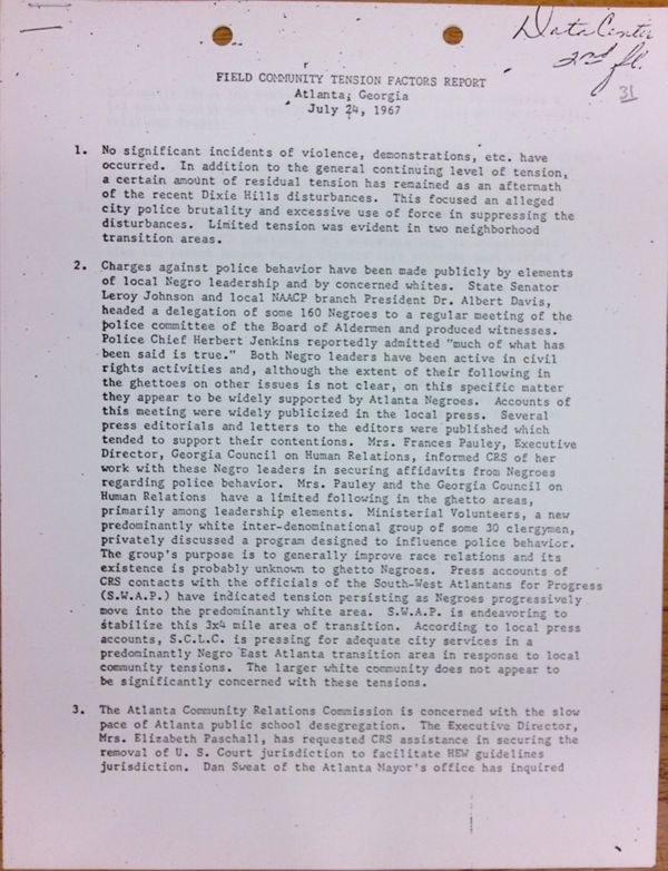 First page of Field Community Tension Factors Report (July 24)