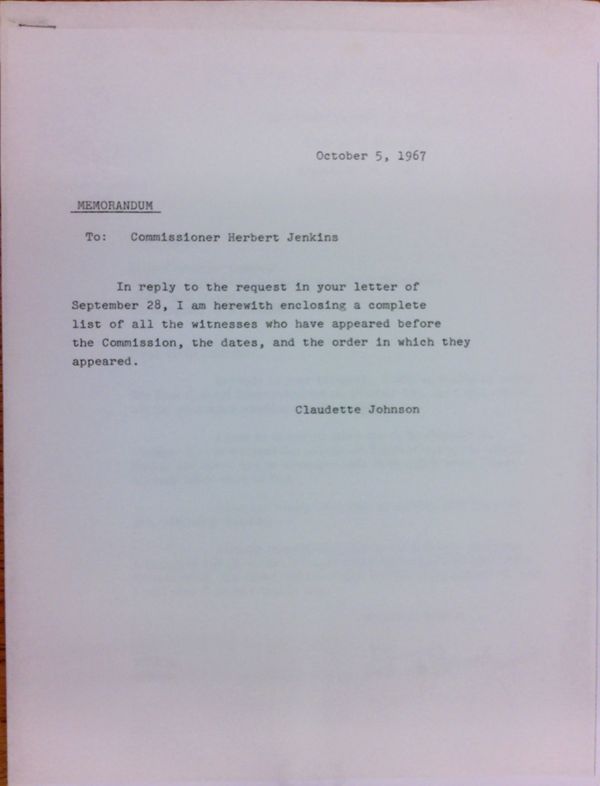 First page of Attached correspondence between Claudette Johnson, Herbert Jenkins, and David Ginsburg