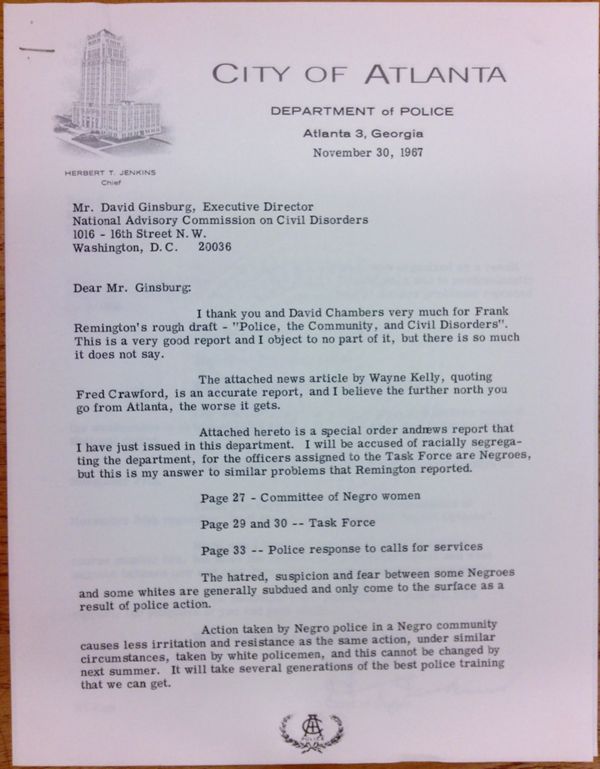 First page of Letter from Herbert Jenkins to David Ginsburg (November 30)