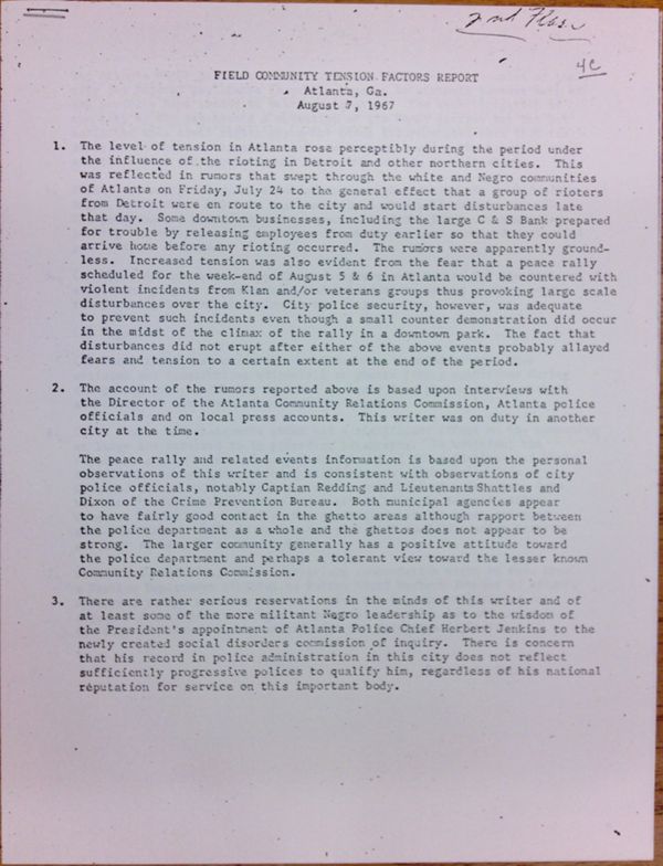 First page of Field Community Tension Factors Report (August 7)
