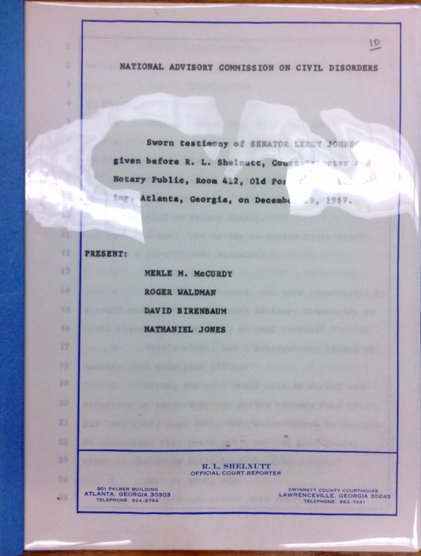 First page of Deposition of Senator Leroy Johnson