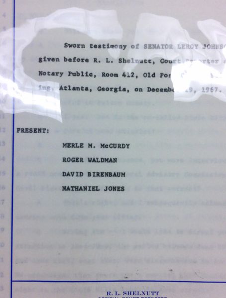 Deposition of Senator Leroy Johnson