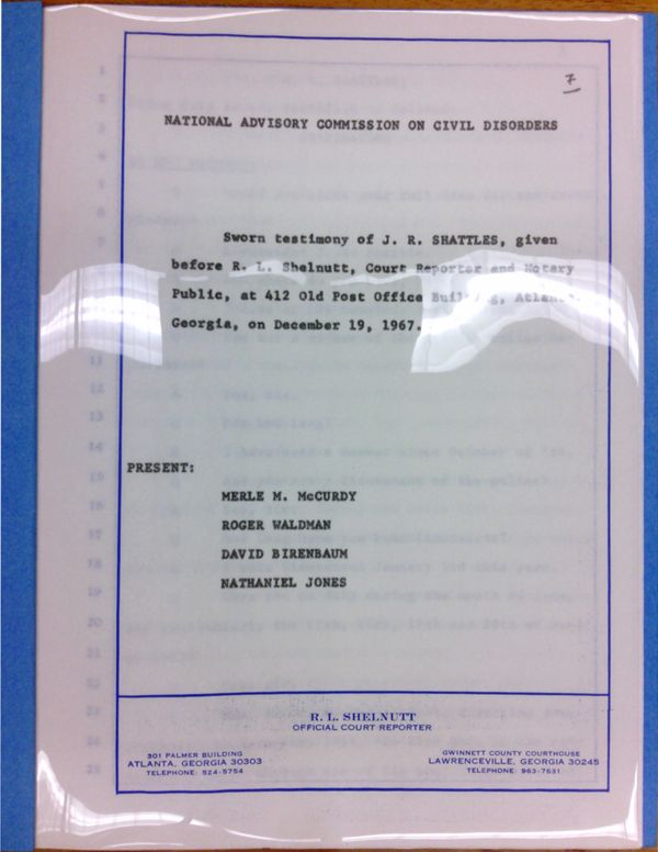 First page of Deposition of J.R. Shattles