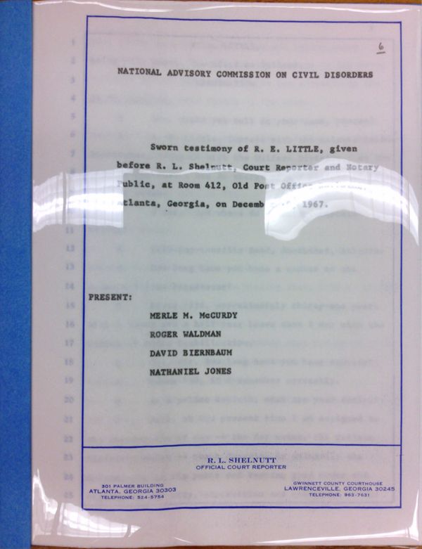 First page of Deposition of R.E. Little