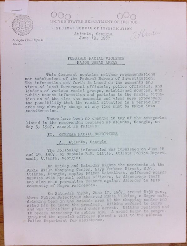 First page of Multiple FBI reports -with handwritten notes