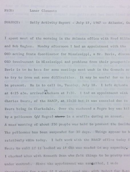 Daily report memo from Lamar Clements to Jerome Heilbron (July 17) - with handwritten edits