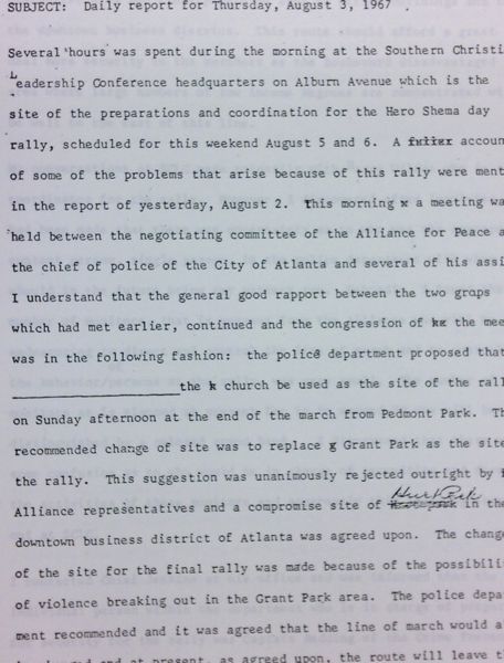 Daily report memo from Robert Hughes to Jerome Heilbron (August 3)