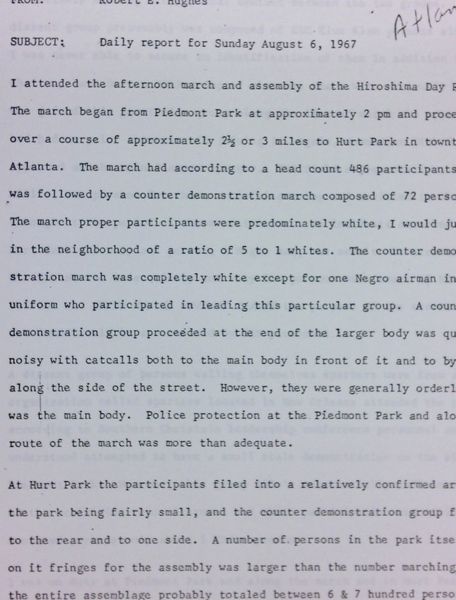 Daily report memo from Robert Hughes to Jerome Heilbron (August 6)
