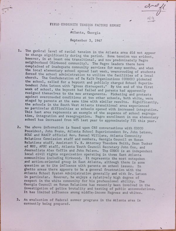 First page of Field Community Tension Factors Report (September 3)
