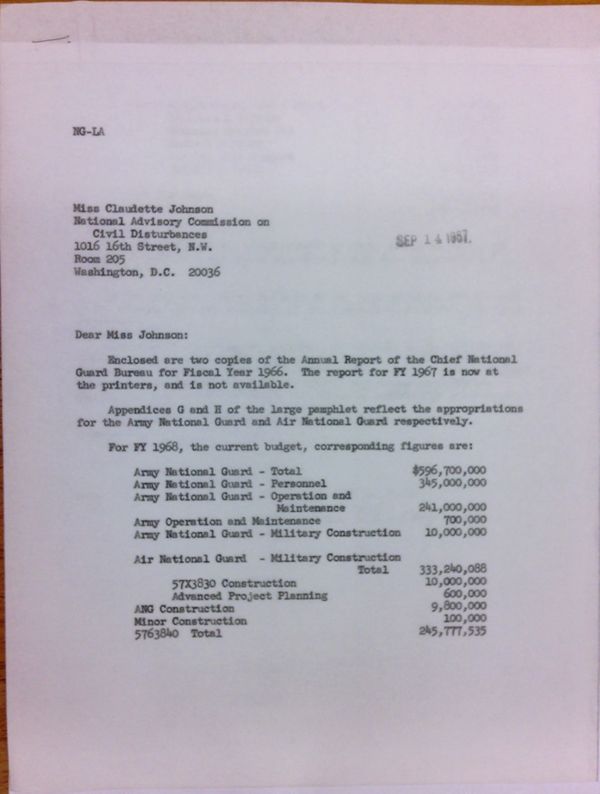 First page of Copy of letter from Winston P. Wilson to Claudette Johnson