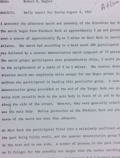 Daily report memo from Robert Hughes to Jerome Heilbron (August 6)