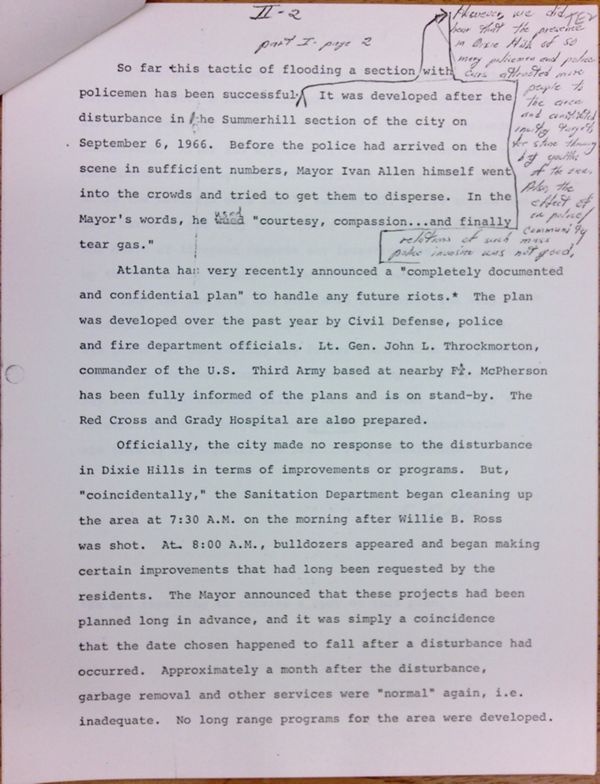 First page of Team Evaluation memos parts I-IV - with handwritten notes