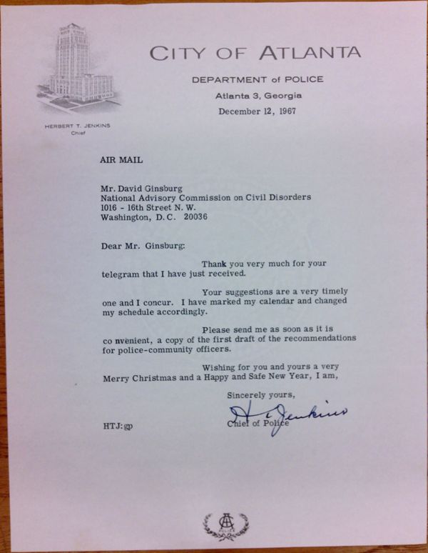 First page of Letter from Herbert Jenkins to David Ginsburg (December 12)
