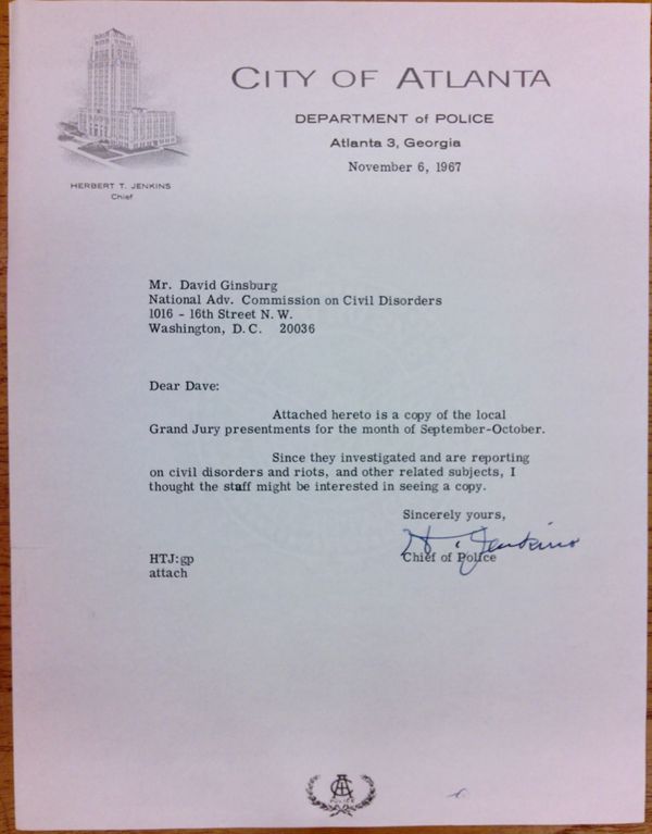 First page of Letter from Herbert Jenkins to David Ginsburg (November 6)