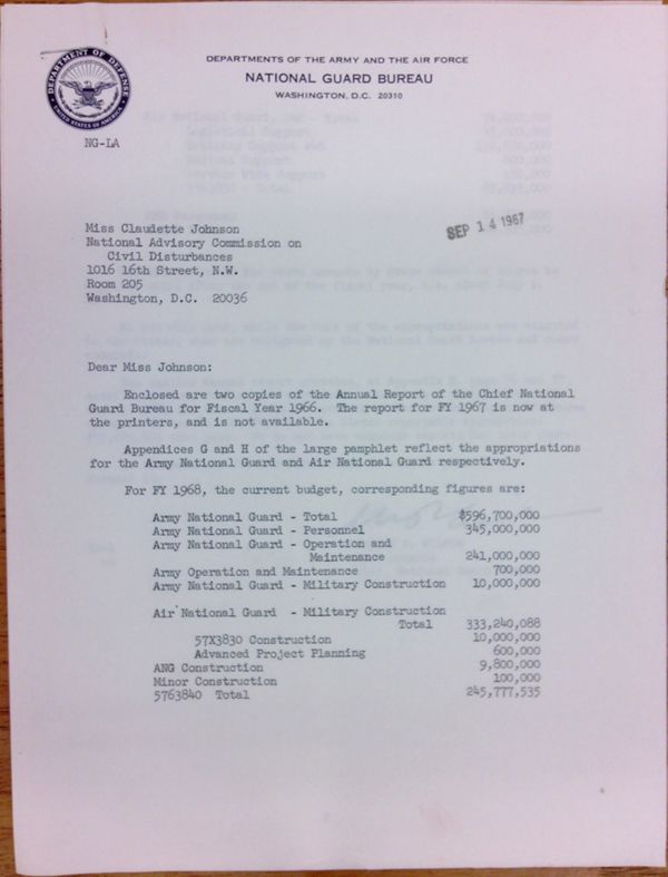 First page of Letter from Winston P. Wilson to Claudette Johnson (September 14)