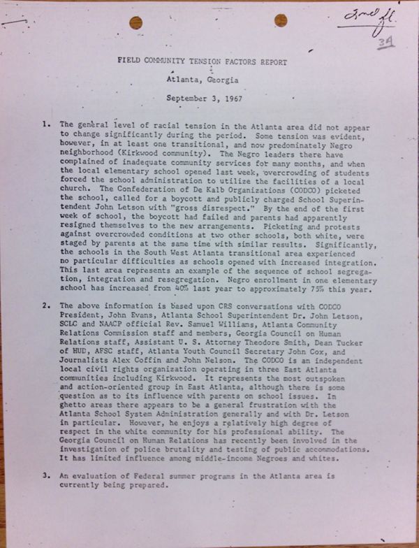 First page of Field Community Tension Factors Report (Sept. 3)