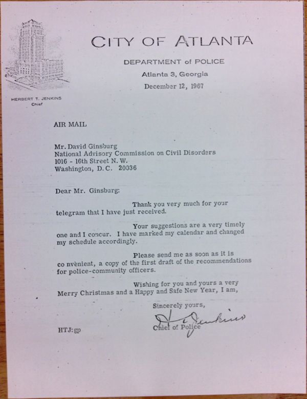 First page of Letter from Herbert Jenkins to David Ginsburg (December 12)