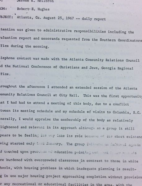Daily report memo from Robert Hughes to Jerome Heilbron (August 25)