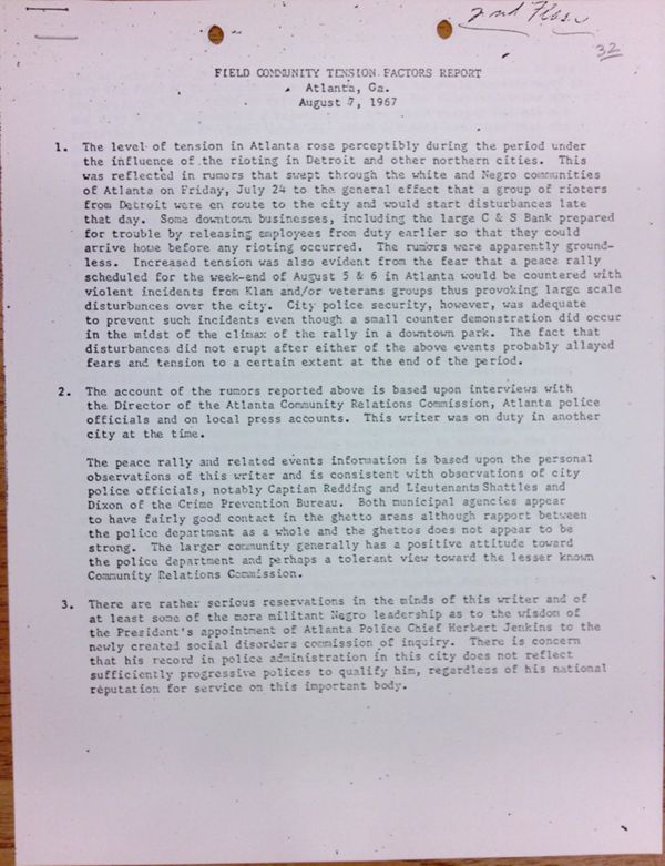 First page of Field Community Tension Factors Report (August 7)