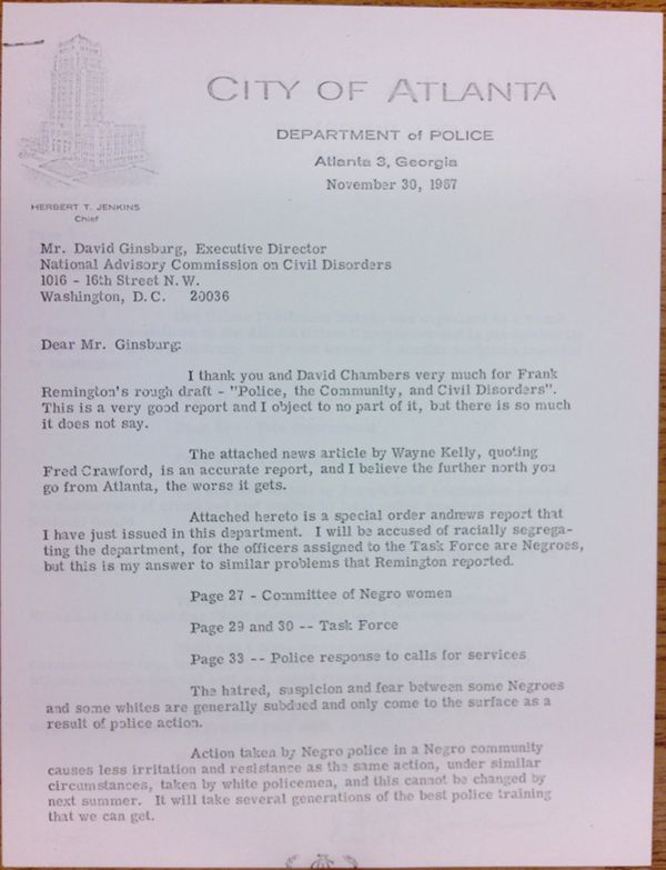 First page of Letter from Herbert Jenkins to David Ginsburg (November 30)