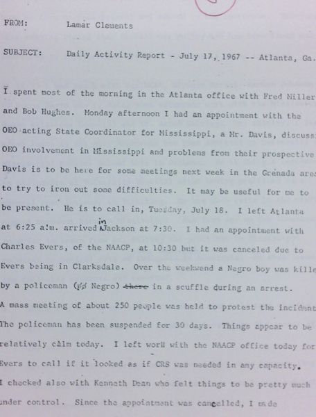 Daily report memo from Lamar Clements to Jerome Heilbron (July 17) - with handwritten edits