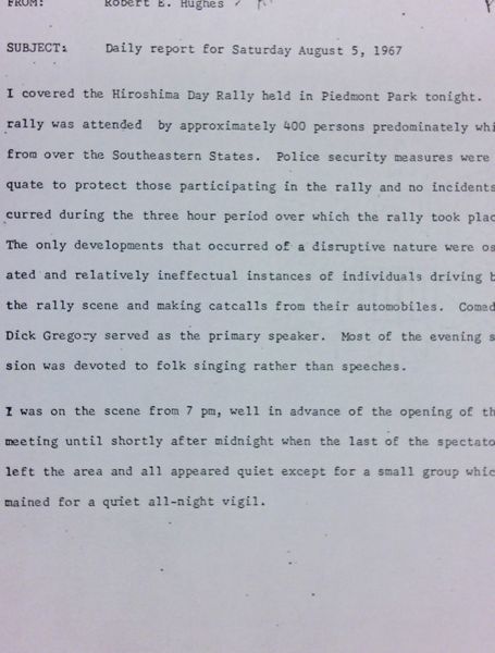Daily report memo from Robert Hughes to Jerome Heilbron (August 5)