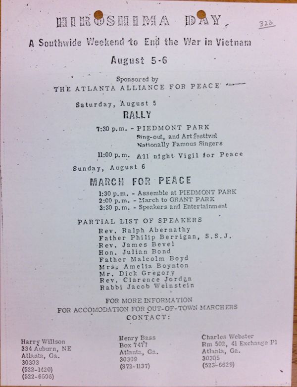First page of Hiroshima Day flyer