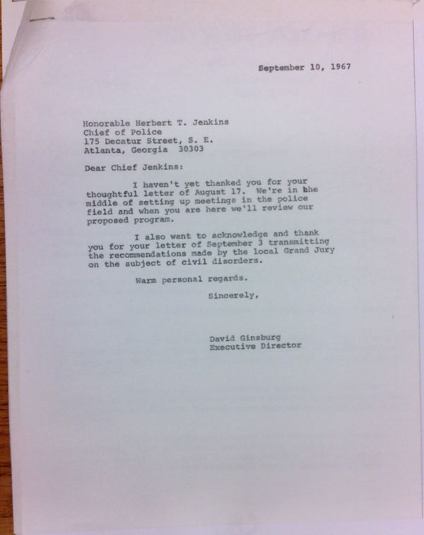 First page of Letter from David Ginsburg to Herbert Jenkins (September 10)