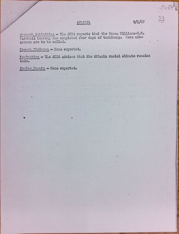 First page of Atlanta report of activities (September 1)