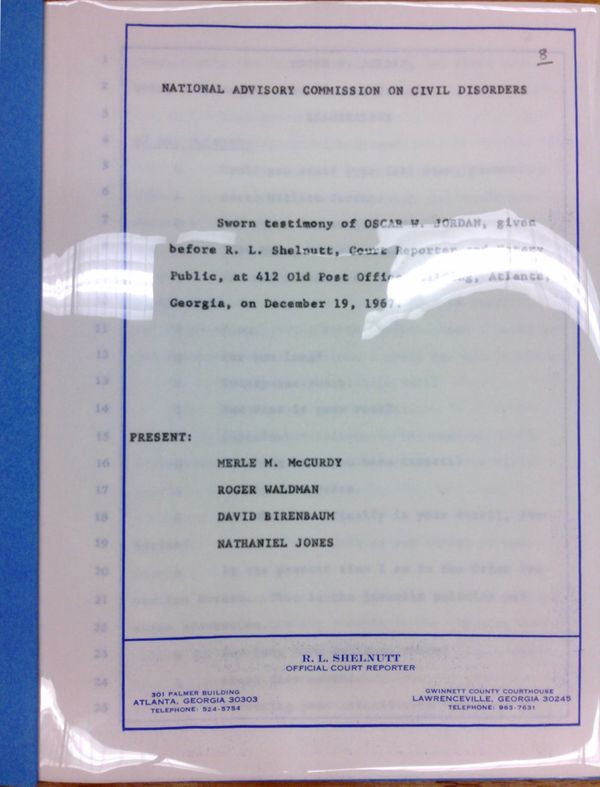 First page of Deposition of Oscar W. Jordan