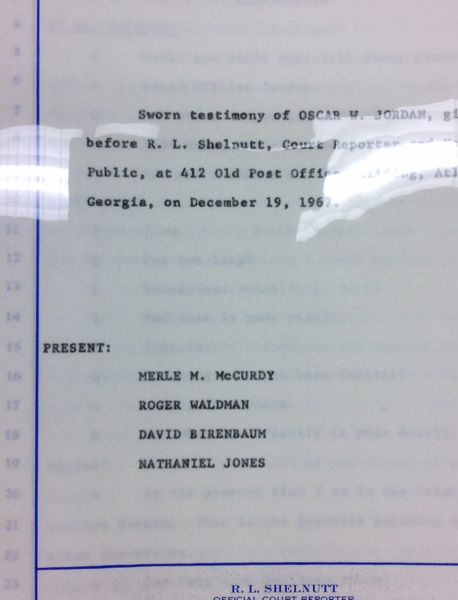 Deposition of Oscar W. Jordan