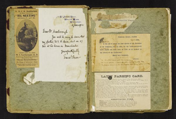 First page of W.S. Scarborough scrapbook
