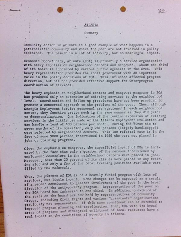 First page of Report on Economic Opportunity Atlanta (EOA)