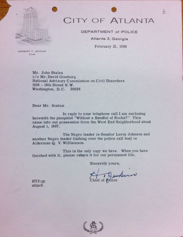 First page of Letter to John Scales from Herbert Jenkins (February 12)