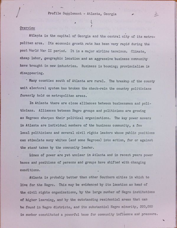 First page of Profile Supplement - Atlanta, Georgia
