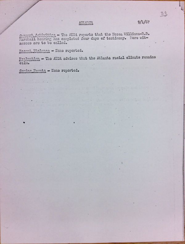 First page of Atlanta report of activities (September 1)