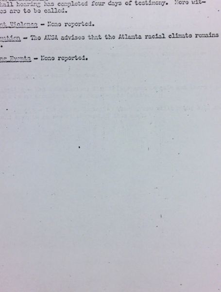 Atlanta report of activities (September 1)