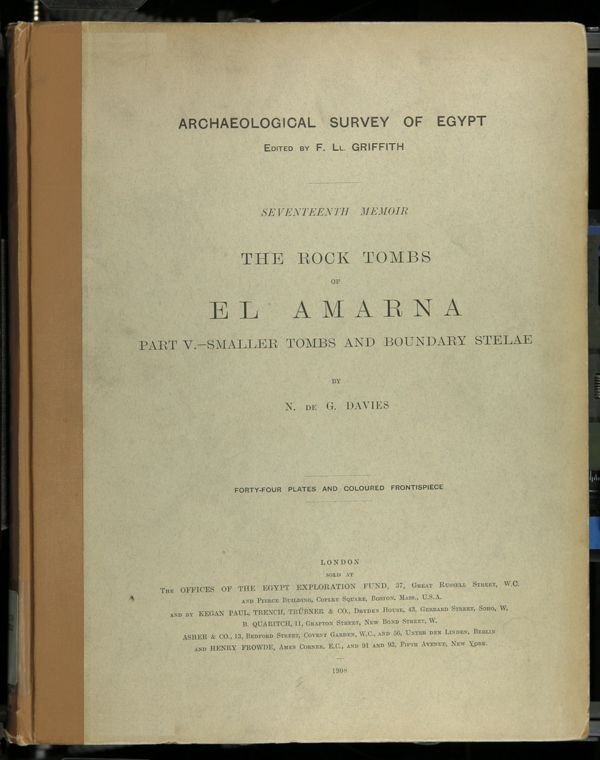 First page of The rock tombs of El Amarna: Part V. Smaller Tombs and Boundary Stelae
