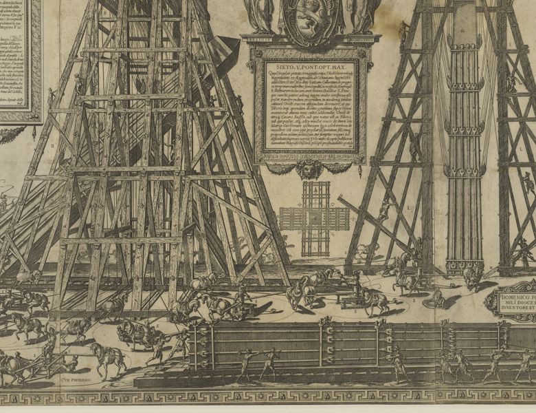 Disegno del modo di condurre l'obelisco detto uolgarm[en]te la Guglia dal luogo remoto dietro la Chiesa di S. Pietro