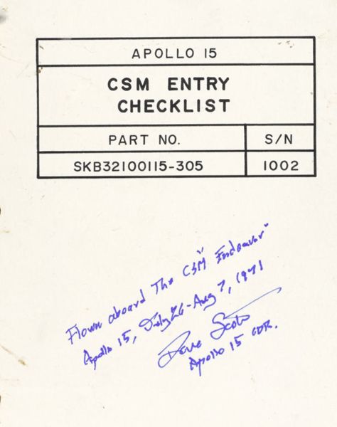 CSM Entry Checklist (S/N 1002)
