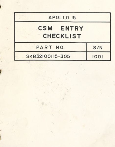 CSM Entry Checklist (S/N 1001)