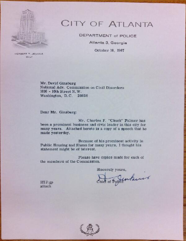 First page of Letter from Herbert Jenkins to David Ginsburg (October 16)