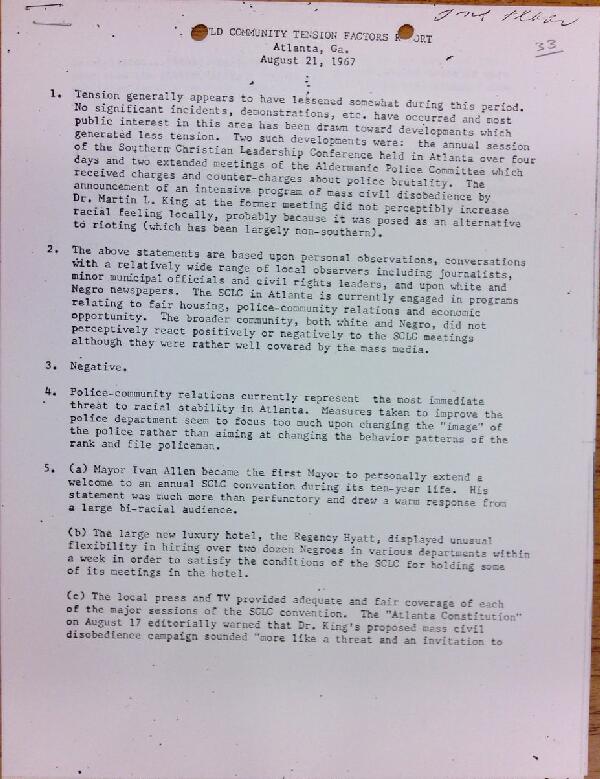 First page of Field Community Tension Factors Report (August 21)