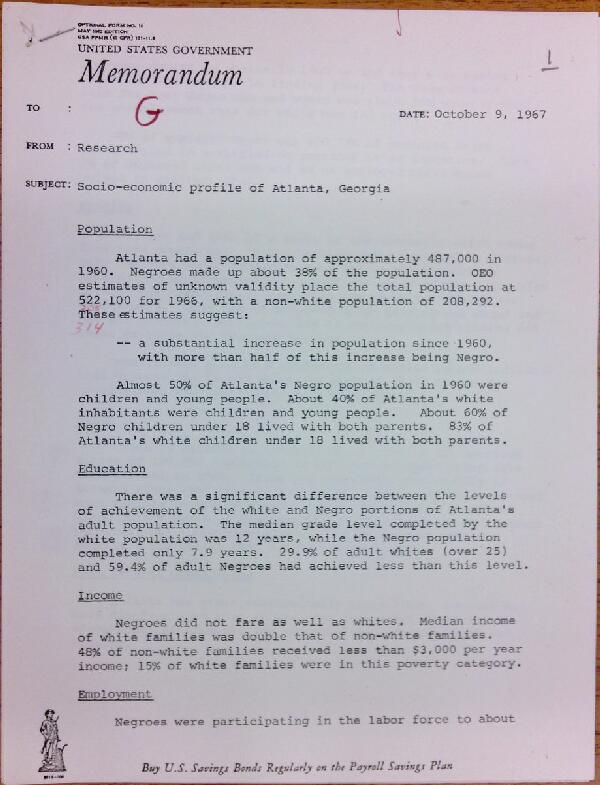 First page of Socio-economic profile of Atlanta, Georgia